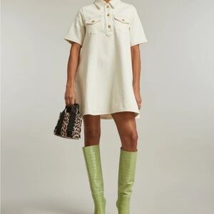 GANNI Women's Heavy Denim Mini Dress in Egret